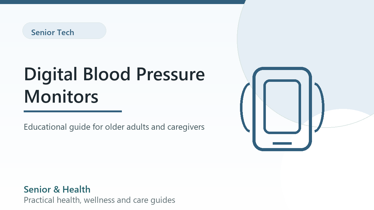 Editorial illustration for digital blood pressure monitors for seniors