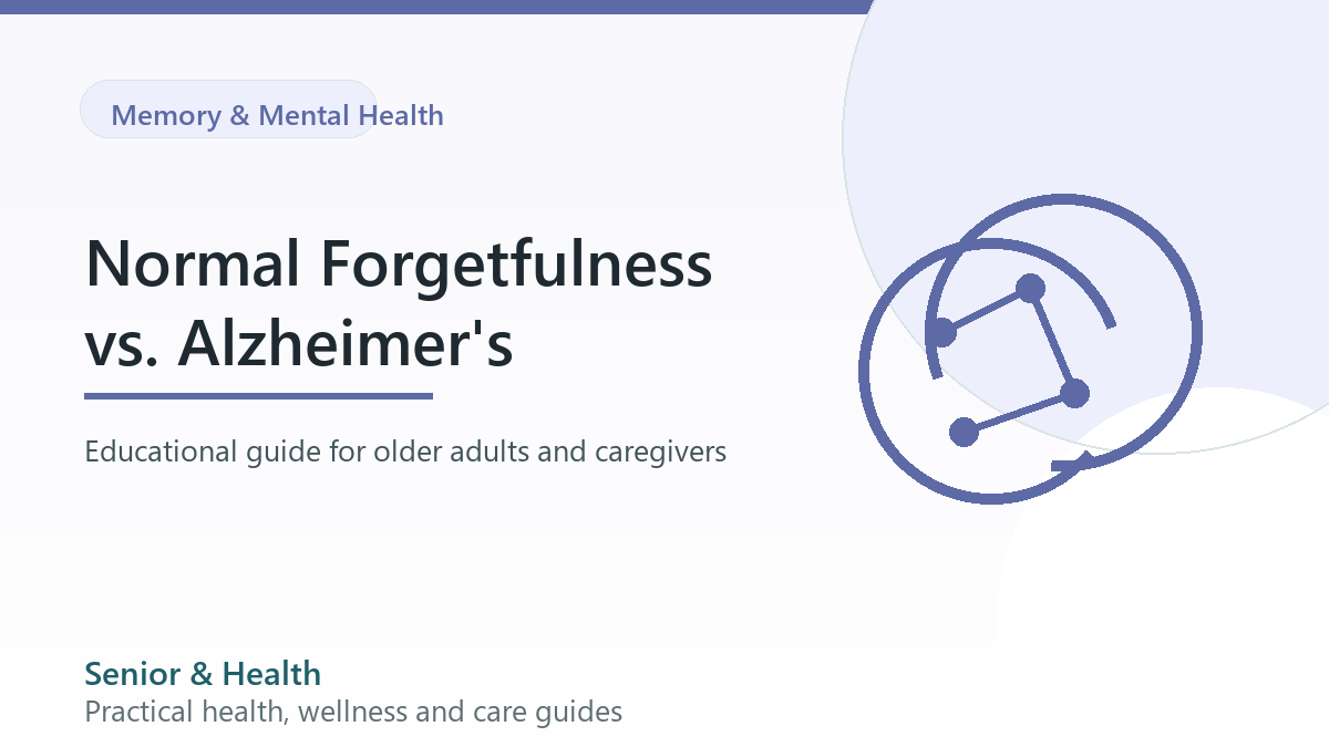 Editorial illustration for normal forgetfulness versus Alzheimer's in older adults